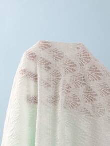 SHEIN 少女薄荷绿贝壳图案针织罩衫，连体泳衣，休闲度假装，适合夏季假期、海滩、泳池、度假派对 - 薄荷綠 - 查看 7