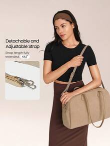 GLOWMODE Large 12L Faux Leather Go & Glow Sueded Adjustable Strap Zipper Compartments Slip Pockets Crossbody Bag Daily Casual Outdoors Holiday Vacation Wear - Khaki - View 5