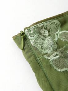 Gownix Sequin Embellished Elegant Versatile A-Line Midi Skirt  Summer Vacation Outfits Women Going Out Outfits - Olive Green - View 4