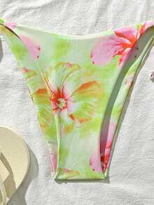 Swim Vcay Conjunto de bikini halter con estampado aleatorio sexy para mujer, verano - Multicolor - Ver 4