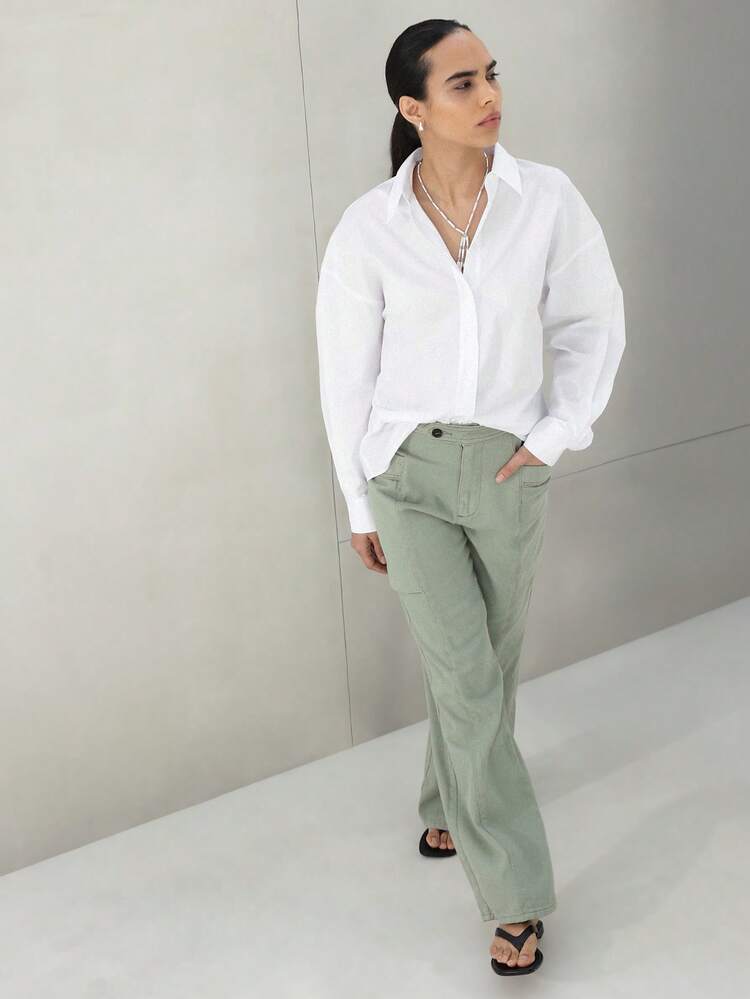 KSTM Women High Rise Wide Leg Cargo Pants With Multiple Pockets Relaxed Fit Casual Straight Leg Trousers Spring Summer Utility Style