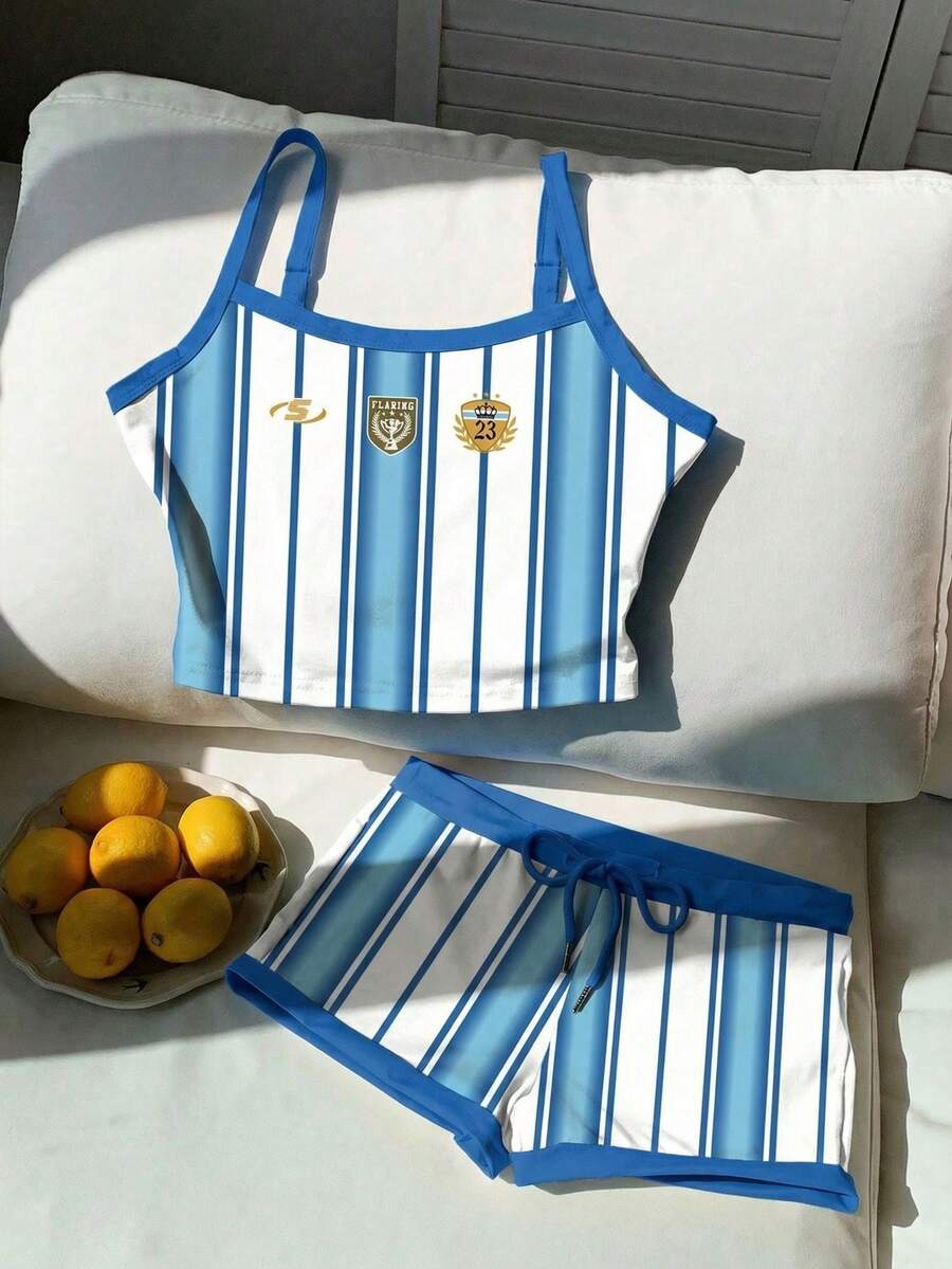 Comfortcana Bộ áo croptop và quần short in chữ cờ Argentina nhiều màu sắc, thích hợp để mặc khi đi cổ vũ câu lạc bộ bóng đá, làm đồ lưu niệm cho người hâm mộ, trang phục ngày thi đấu World Cup, mùa hè. - Nhiều màu - Xem 1