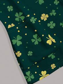 TaskEZ Women's Scrub Uniform Top With Green Clover Print - Multicolor - View 4