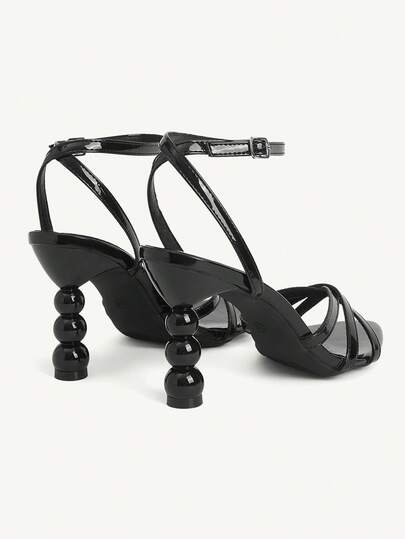 CUCCOO CHICEST New Summer/Summer Outdoor Women's High Heel Black Sandals, Fashionable Thin Strap Roman Style Shoes, Suitable For Party, Easter Celebration Wedding Shoes Summer Shoes Bride Shoes