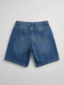 Shorts de Mezclilla Clásico – Corte Recto | Tiro Medio | Estilo Casual Diario - Azul - Ver 2