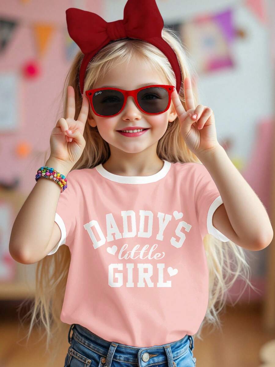 Áo thun ngắn tay cổ tròn phối màu hồng và kem cho bé gái, kiểu dáng thường ngày, thích hợp mặc hàng ngày vào mùa xuân/hè, mẹ và bé, đi chơi, ở nhà, đi nghỉ mát, lễ hội, họp mặt, trở lại trường, mùa xuân và mùa hè, thoải mái, áo thun mùa hè giản dị, phong cách, áo thun in chữ dễ thương, thời trang xuân hè, phong cách thoải mái, sang trọng, nhẹ nhàng, không khí lễ tình nhân. - Nhiều màu - Xem 1