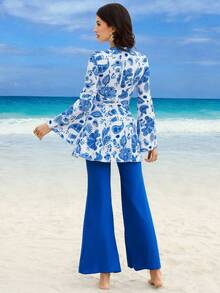 Swim Mulvari 两件套休闲沙滩拉链长袖长裤泳衣套装 - 彩色 - 查看 2