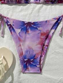 Swim Vcay Women's Sexy Random Print Halter Tie Bikini Set, Summer - Purple - View 4