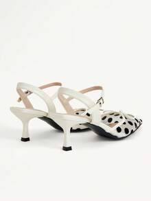 CUCCOO CHICEST 黑白波点网纱蝴蝶结装饰高跟凉鞋 - 黑與白 - 查看 3