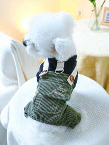 1 bộ quần áo cho thú cưng, phù hợp cho mèo và chó nhỏ, quần yếm 4 chân dễ thương - Quần yếm tình bạn - màu đen - Xem 3