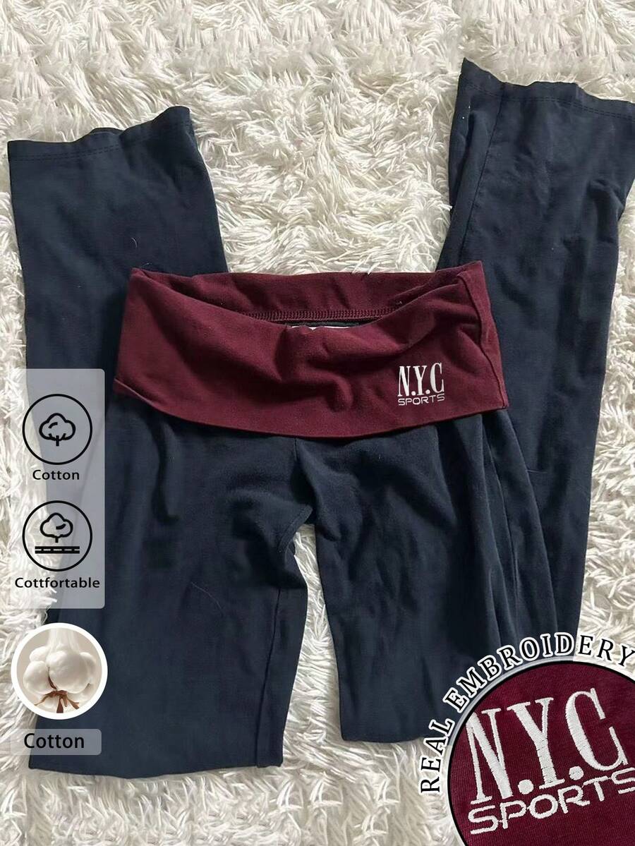 Glimmora Nuevos pantalones anchos de algodón para mujer, pantalones casuales versátiles - Azul - Ver 1