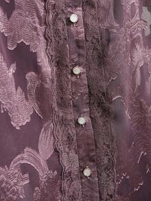 Modelyn Blus Wanita Ukuran Besar Elegan dengan Hiasan Renda dan Potongan di Bagian Depan - Purple - View 3