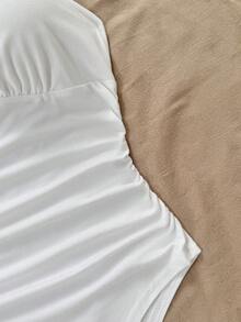 SHEIN LUNE 女士褶皱露背无袖V领连体衣套装 - 彩色 - 查看 5