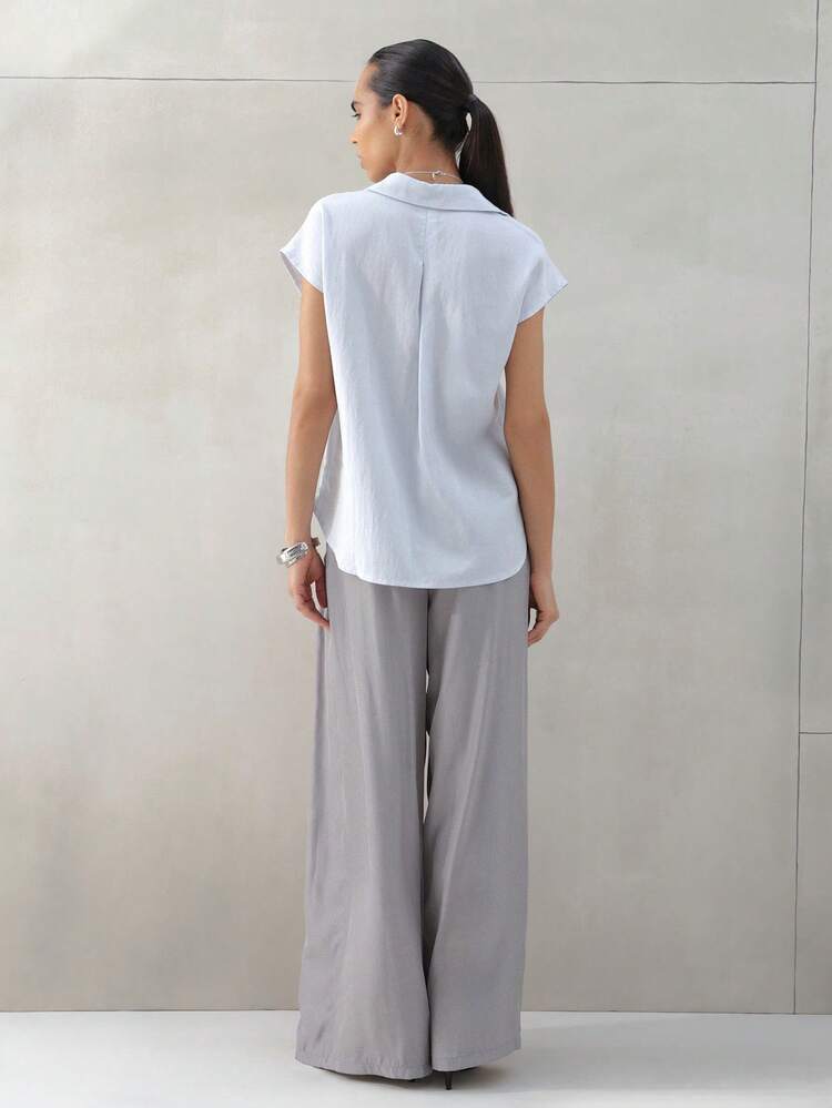 KSTM Women's High Rise Wide Leg Pleated Palazzo Pants Casual Loose Fit Flowing Trousers For Spring Summer