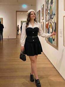 Women Blouses & Shirts - Black and White - View 6