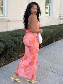 Alexandranx 女式花卉印花不对称领口修身无袖连衣裙 - 彩色 - 查看 6