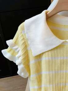 Lyxana Elegant Polo Collar Versatile Women Sweater, Spring/Summer - Yellow - View 4