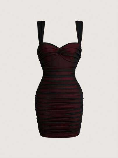 Olithes 性感蕾丝拼接褶皱装饰修身鸡尾酒会礼服（女款）