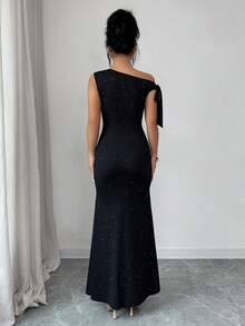 Elenzga Elegant Sleeveless Tie Shoulder Bowknot Bodycon Dress, Casual, Vacation, Party Wear, Fashion Red Dress - Black - View 2