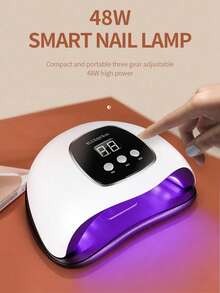 Teckwe 1个48W塑料外壳防黑手快速固化USB供电LED UV美甲灯，女士家用沙龙DIY美甲爱好者日常美甲专业美甲工具凝胶抛光固化设备 - 白色 - 查看 1