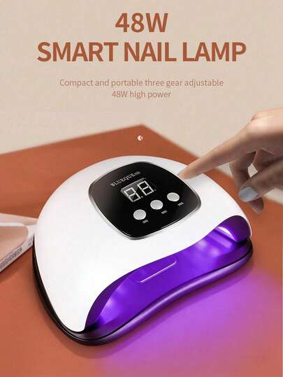 Teckwe 1pc 48W Plastic Shell Anti-Black Hand Quick Curing USB Powered LED UV Nail Curing Lamp Ladies Home Salon Diy Nail Art Enthusiast Daily Nail Art Professional Nail Art Tool Gel Polishing Curing Device