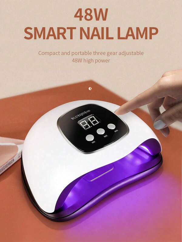 Teckwe 1pc 48W Plastic Shell Anti-Black Hand Quick Curing USB Powered LED UV Nail Curing Lamp Ladies Home Salon Diy Nail Art Enthusiast Daily Nail Art Professional Nail Art Tool Gel Polishing Curing Device