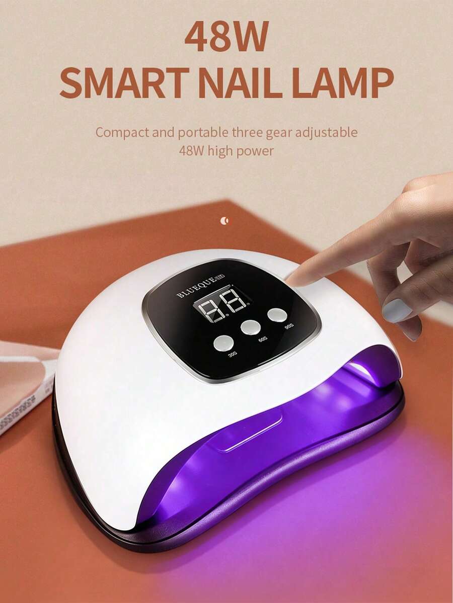 Teckwe 1个48W塑料外壳防黑手快速固化USB供电LED UV美甲灯，女士家用沙龙DIY美甲爱好者日常美甲专业美甲工具凝胶抛光固化设备 - 白色 - 查看 1