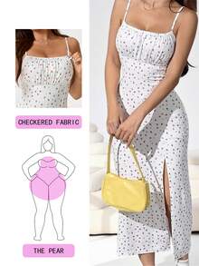 SHEIN EZwear Đầm hai dây ôm sát, xếp ly, xẻ tà cao, họa tiết hoa nhí, dành cho nữ cỡ lớn, thích hợp cho kỳ nghỉ hè. - Nhiều màu - Xem 1