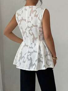 Elenzga Áo khoác dáng chữ A rộng rãi, thanh lịch, chất liệu jacquard, dành cho nữ, cỡ lớn, thích hợp mặc đi làm, mùa xuân/hè. - Màu be - Xem 2