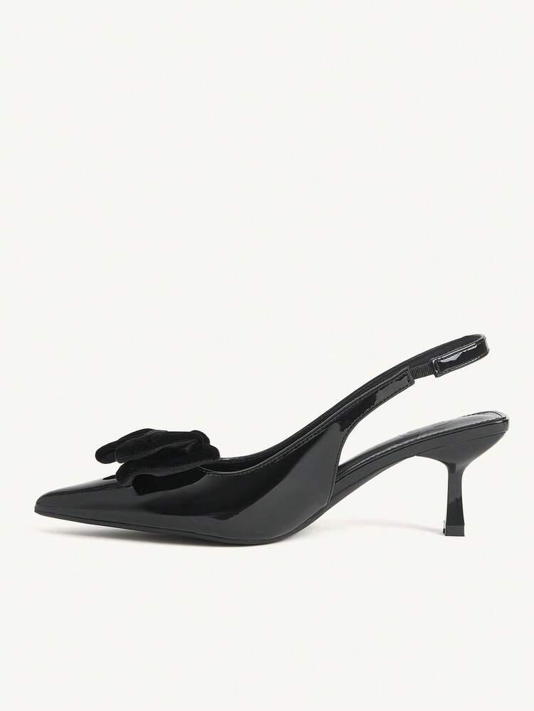 CUCCOO CHICEST Women's Pointed Toe Stiletto Heel Pumps With Romantic Bow Design, Elegant Chic Black Satin High Heels For Formal Occasions, Party, Date, Afternoon Tea Wedding Shoes Summer Shoes Bride Shoes