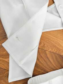 SHEIN EZwear Conjunto de traje de mujer con parte superior halter blanca tejida y espalda descubierta - Blanco - Ver 7