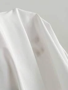 Elamini Đầm ngắn dáng chữ A rộng rãi, thoải mái, màu trắng, thanh lịch, cổ điển, lãng mạn, cổ chữ V, không tay, phối ren, có túi hai bên, dành cho mùa xuân/hè. - trắng - Xem 4