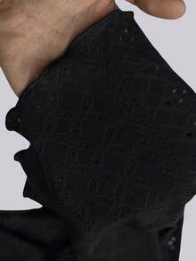 SHEIN Tall Tall Series Women's Jacquard Off-Shoulder Wide Neck Reversible Casual T-Shirt - Black - View 4