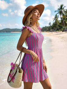Sylviya Đầm ngắn tay bồng buộc dây hở lưng thoải mái cho nữ, trang phục đi nghỉ hè, đầm hè cho nữ, trang phục đi biển cho nữ, đầm đi biển, đầm thường ngày cho nữ, trang phục đi nghỉ mát cho nữ, trang phục mùa hè, đầm đi nghỉ mát, quần áo đồng quê cho nữ, đầm chống nắng cho nữ, trang phục đi du thuyền cho nữ, quần áo phong cách Boho cho nữ, đầm xòe. - Nhiều màu - Xem 5