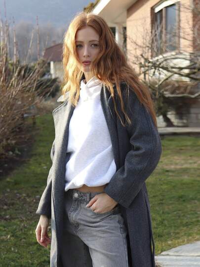 SILVIA DI SANTO 女士时尚通勤大衣，配腰带，秋冬款