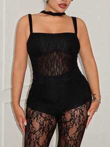 Maria Perezxox 女士夏季俱乐部服装性感乡村音乐会 Y2K 黑色蕾丝小喇叭裤 - 黑色 - 查看 6