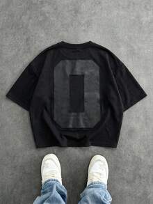 SWAVVY 男士时尚黑色贴花刺绣长袖T恤 - 黑色 - 查看 1