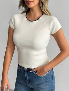 SHEIN Women Summer Casual Crew Neck Knit Top - Multicolor - View 8