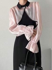 FRIFUL Women's Solid Color Waist Cinching Fitted 2 Pieces Set, Versatile For Spring & Summer Lounge Sets For Women - Black - View 7
