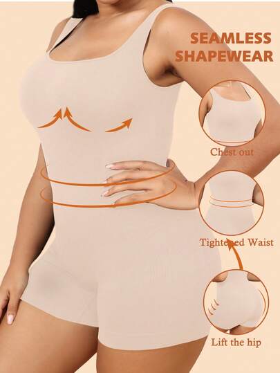 Snug Zone 大码女式纯色罗纹连体衣配短裤