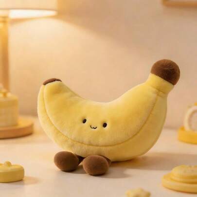 POKOJA LAND 可爱毛绒香蕉玩偶，仿真香蕉造型，带腿，香蕉玩偶玩具，柔软舒适的毛绒水果玩偶，房间装饰，完美的派对装饰，万圣节、感恩节、复活节和其他节日送给孩子和朋友的理想生日礼物