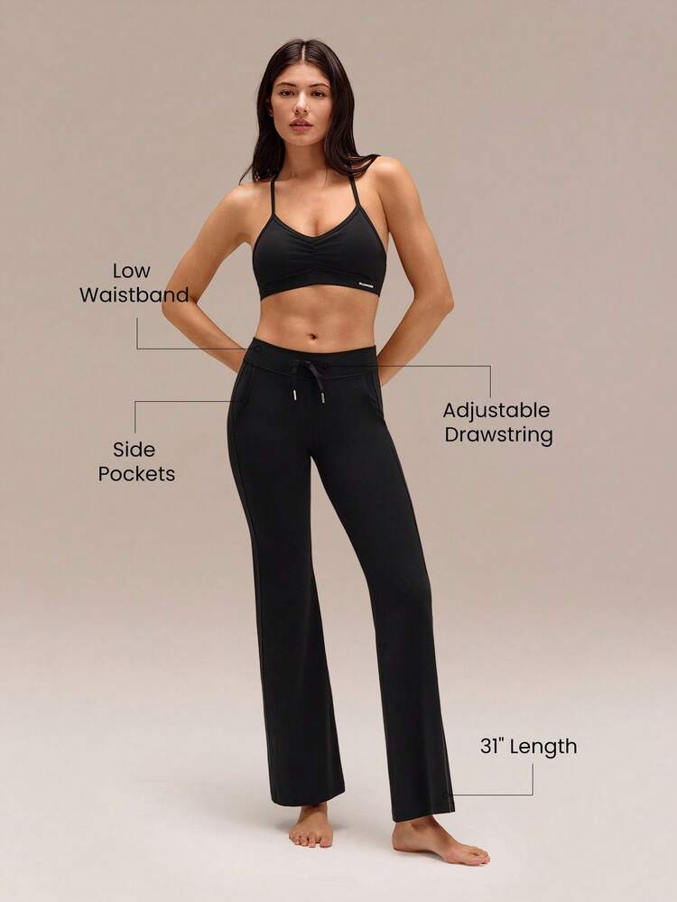 31" FeatherFit™ Endorphin Glow Buttery-Soft Stretchy Sweat-Wicking Slash Pockets Low-Rise Drawstring Waist Flare Leggings Low Impact Yoga Pilates Studio Daily Active Wear
