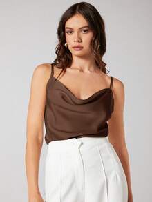 Maija Camiseta de tirantes elegante y marrón para el verano - Marrón - Ver 4