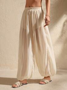 Swim Chiccia 雪纺灯笼阔腿裤，显瘦，舒适，通勤，百搭，春夏款 - 杏色 - 查看 1