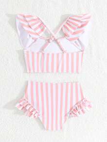 Nuevo conjunto de bikini de 2 piezas con volantes y estampado de leopardo para bebé y niña - Rosa - Ver 6