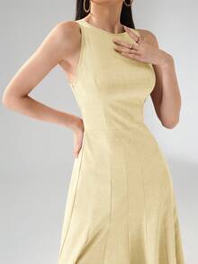 Heiryn Đầm dài in họa tiết ô dù, kiểu dáng thường ngày, thích hợp cho nữ đi làm. - Màu vàng ngỗng - Xem 5