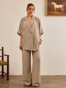 CasuGlow Trang phục nữ, Xuân Hè, Bộ đồ, Quần Palazzo ống rộng phong cách Boho Chic, Quần ống rộng cạp cao in họa tiết, Quần ống rộng phối ren đen thanh lịch, Quần ống rộng kiểu Địa Trung Hải, Quần xếp ly in họa tiết đá cẩm thạch, Trang phục nghỉ dưỡng cao cấp cho nữ, Bộ đồ sọc vải lanh pha mùa hè, Áo tank top và quần, Bộ kimono thắt lưng màu cam rực rỡ, Trang phục dự tiệc cưới trên bãi biển, Kỳ nghỉ phong cách Bohemian, Thường ngày - màu nâu - Xem 4