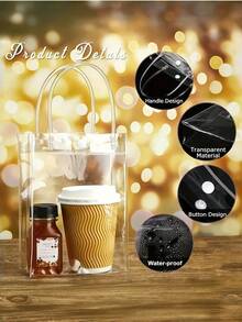 Bolsas de regalo de PVC transparente a granel 1-50 piezas - Reutilizables, impermeables con asas para recuerdos de fiesta, compras, empaque para pequeños negocios - Bolsa de regalo - Ver 4