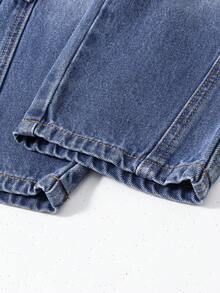 Pantalones vaqueros rectos de mezclilla azul lavada para niños pequeños - Azul - Ver 9