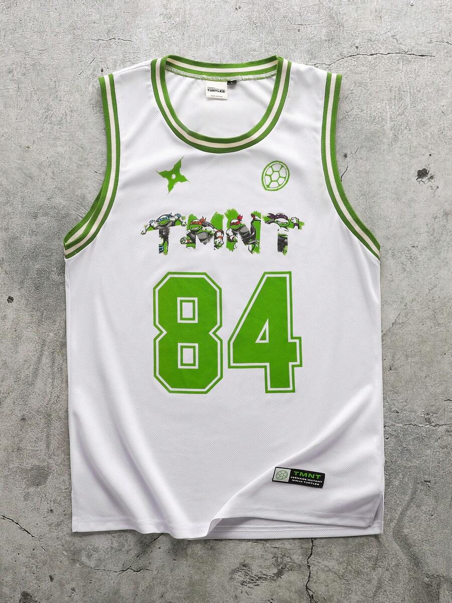 TEENAGE MUTANT NINJA TURTLES | SHEIN Áo tank top nam không tay kiểu dáng thường ngày, in số, thích hợp cho mùa hè. - trắng - Xem 1